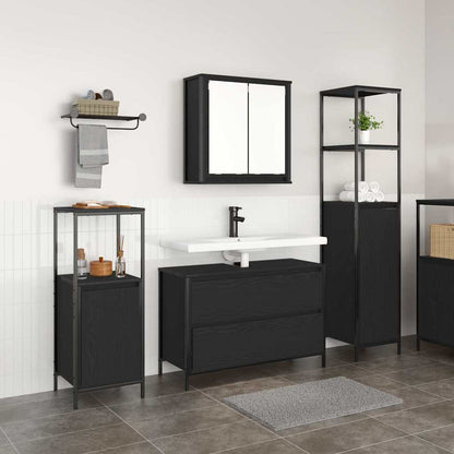 vidaXL Badezimmermöbel-Set 3 pcs Schwarz Eichen-Optik Holzwerkstoff