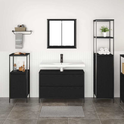 vidaXL Badezimmermöbel-Set 3 pcs Schwarz Eichen-Optik Holzwerkstoff