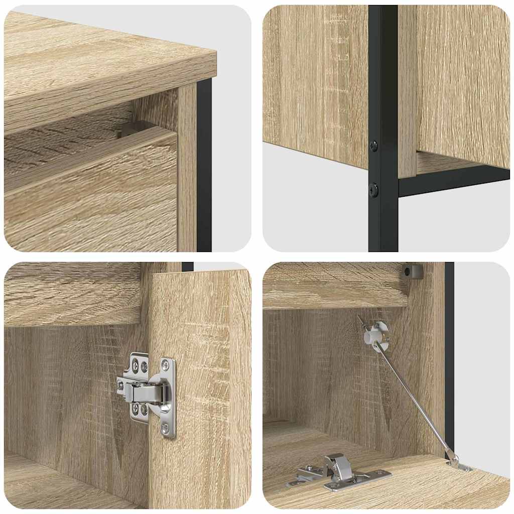vidaXL Badezimmermöbel-Set mit Regal 3 pcs Sonoma-Eiche Holzwerkstoff