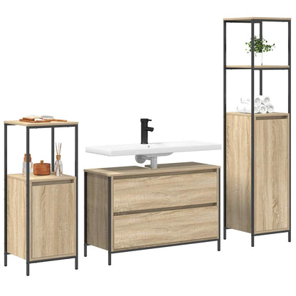 vidaXL Badezimmermöbel-Set mit Regal 3 pcs Sonoma-Eiche Holzwerkstoff
