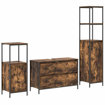 vidaXL Ensemble de meubles de salle de bain 3 pcs Chêne fumé en bois d'ingénierie
