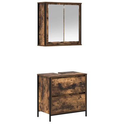 vidaXL Ensemble de meubles de salle de bain 2 pcs Bois d'ingénierie Chêne fumé