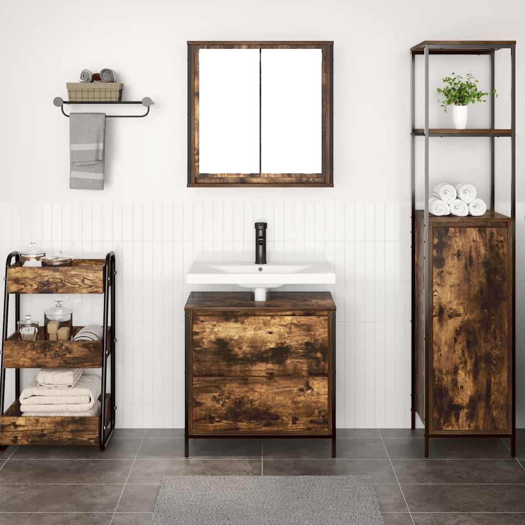 vidaXL Ensemble de meubles de salle de bain 2 pcs Bois d'ingénierie Chêne fumé