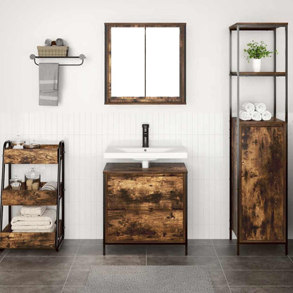 vidaXL Ensemble de meubles de salle de bain 2 pcs Bois d'ingénierie Chêne fumé