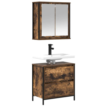 vidaXL Ensemble de meubles de salle de bain 2 pcs Bois d'ingénierie Chêne fumé