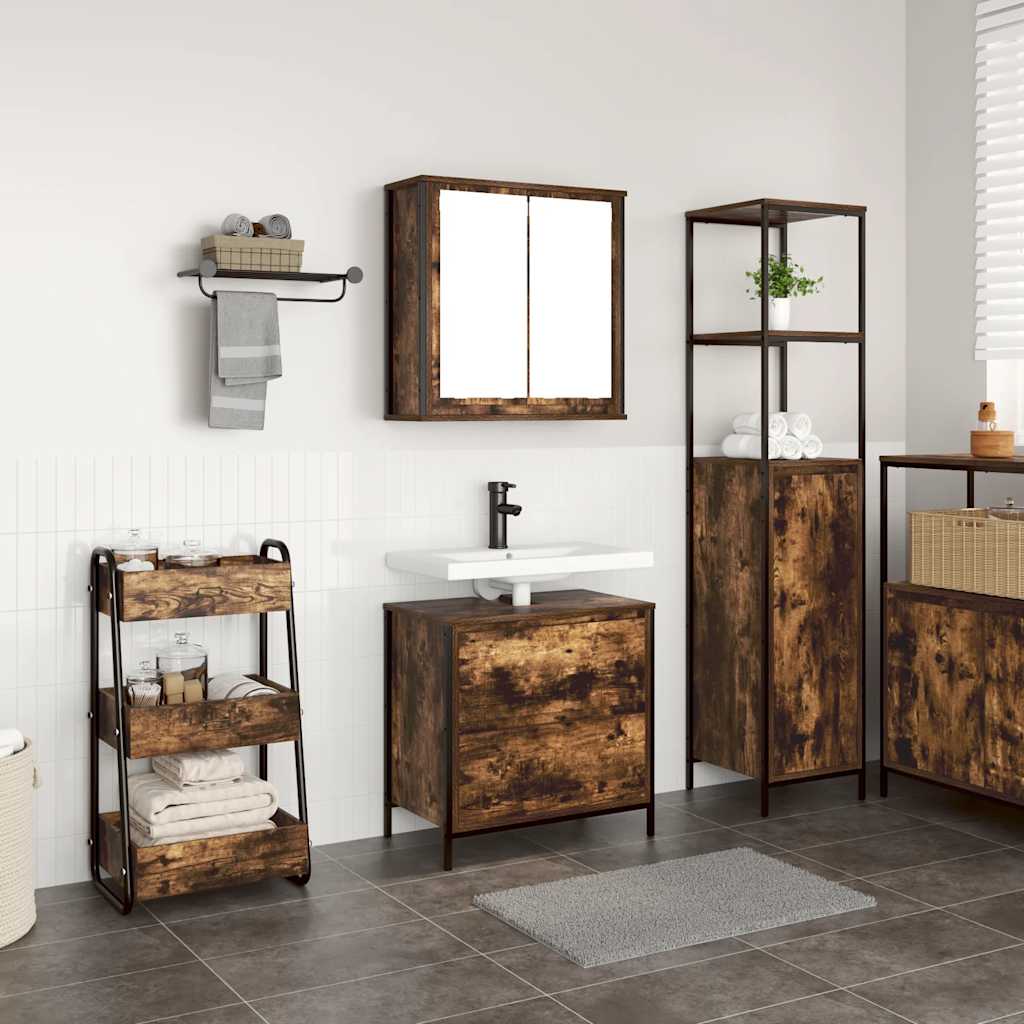 vidaXL Ensemble de meubles de salle de bain 2 pcs Bois d'ingénierie Chêne fumé