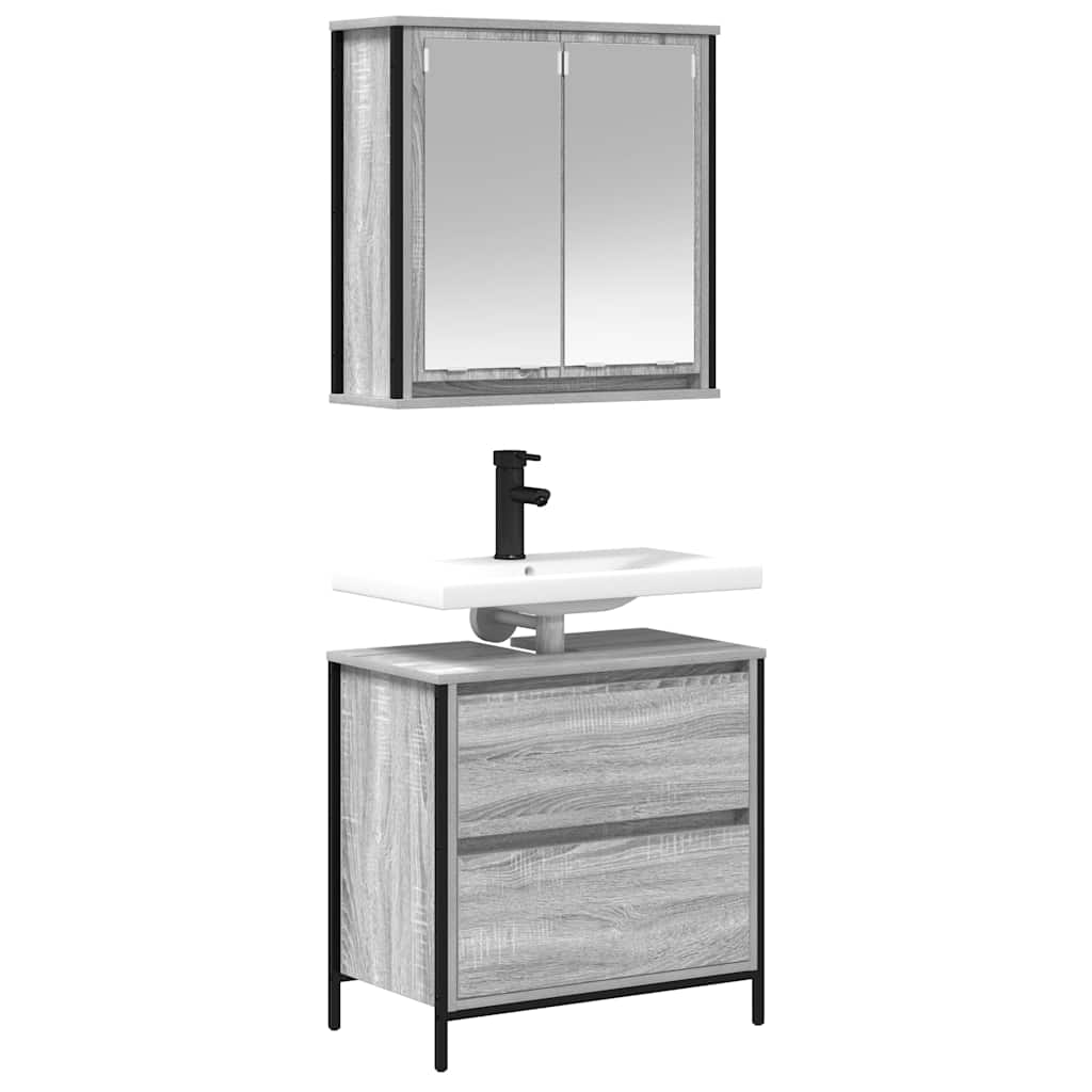vidaXL Ensemble de meubles de salle de bain 2 pcs Gris Chêne Sonoma Aggloméré