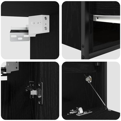 vidaXL Ensemble de meubles de salle de bain avec étagère 5 pcs Noir 76,5 x 35 x 95 cm