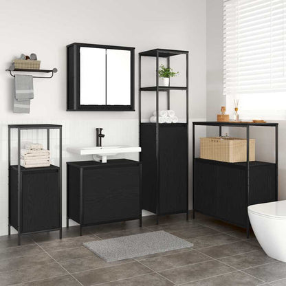 vidaXL Ensemble de meubles de salle de bain avec étagère 5 pcs Noir 76,5 x 35 x 95 cm