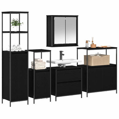 vidaXL Ensemble de meubles de salle de bain avec étagère 5 pcs Noir 76,5 x 35 x 95 cm