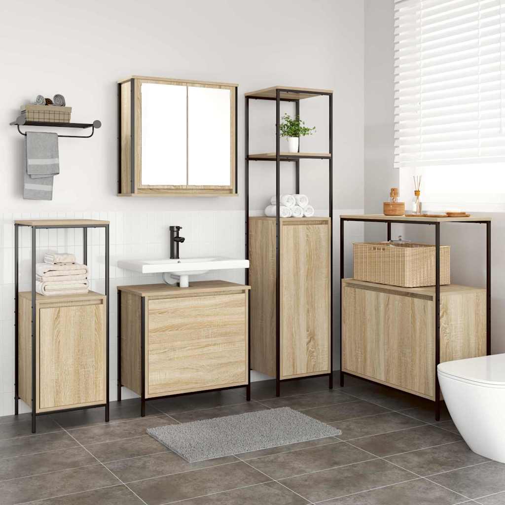 vidaXL Ensemble de meubles de salle de bain 5 pièces Beige 76,5 x 35 x 95 cm Bois d'ingénierie