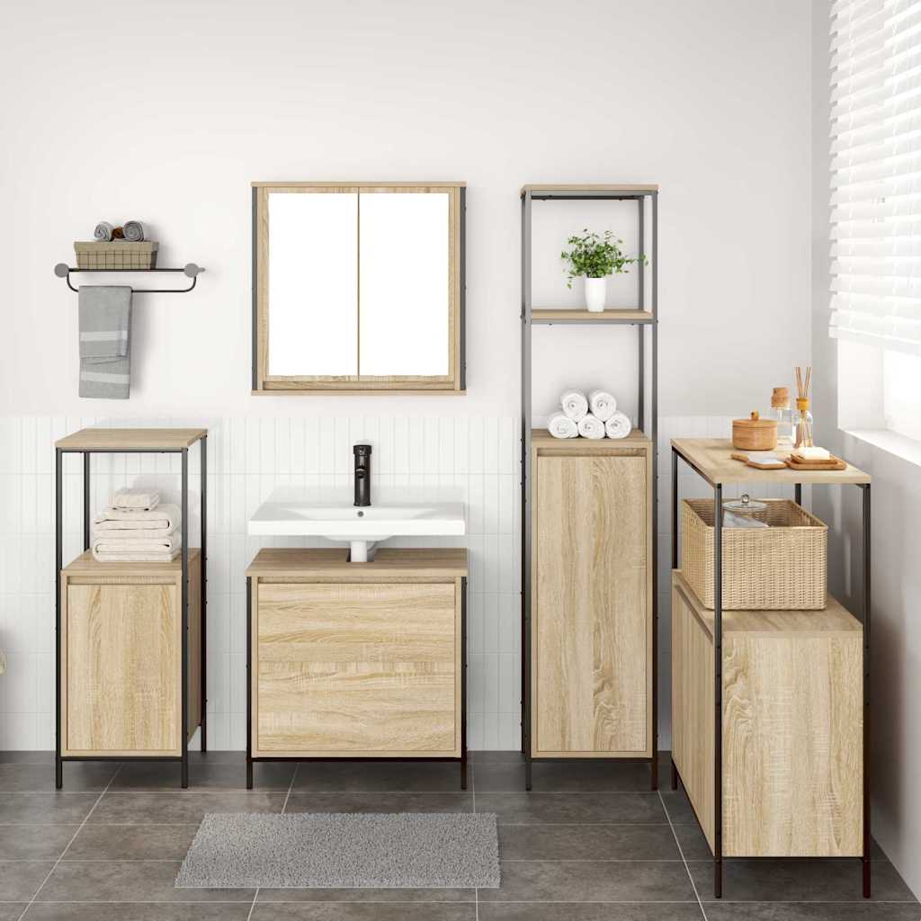 vidaXL Ensemble de meubles de salle de bain 5 pièces Beige 76,5 x 35 x 95 cm Bois d'ingénierie