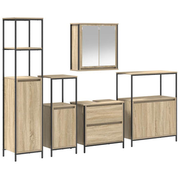 vidaXL Ensemble de meubles de salle de bain 5 pièces Beige 76,5 x 35 x 95 cm Bois d'ingénierie