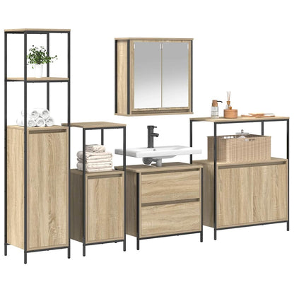 vidaXL Ensemble de meubles de salle de bain 5 pièces Beige 76,5 x 35 x 95 cm Bois d'ingénierie