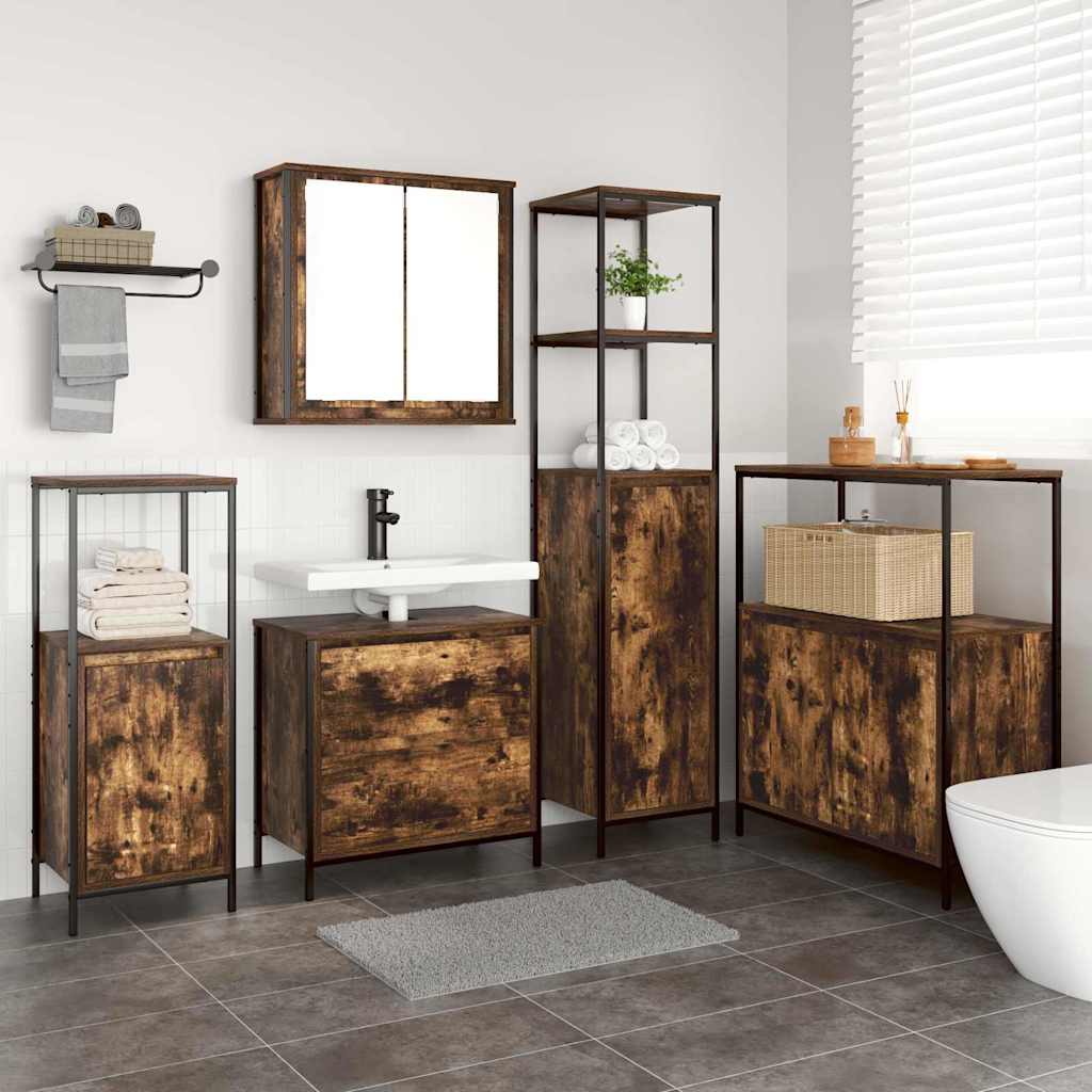vidaXL Ensemble de meubles de salle de bain 5 pcs Marron 76,5 x 35 x 95 cm Bois d'ingénierie
