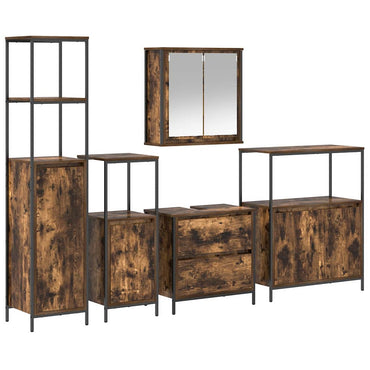 vidaXL Ensemble de meubles de salle de bain 5 pcs Marron 76,5 x 35 x 95 cm Bois d'ingénierie