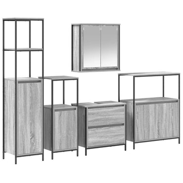 vidaXL Badezimmermöbel Set 5 pcs Grau 76,5 x 35 x 95 cm Holzwerkstoff