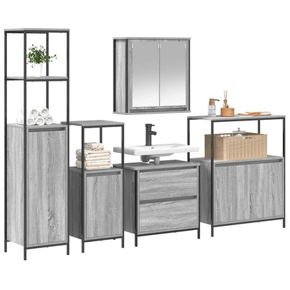 vidaXL Badezimmermöbel Set 5 pcs Grau 76,5 x 35 x 95 cm Holzwerkstoff