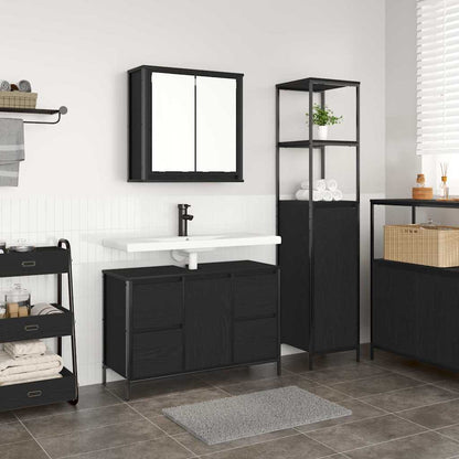 vidaXL Badezimmermöbel Set mit Schubladen 2 pcs Schwarz Eichen-Optik