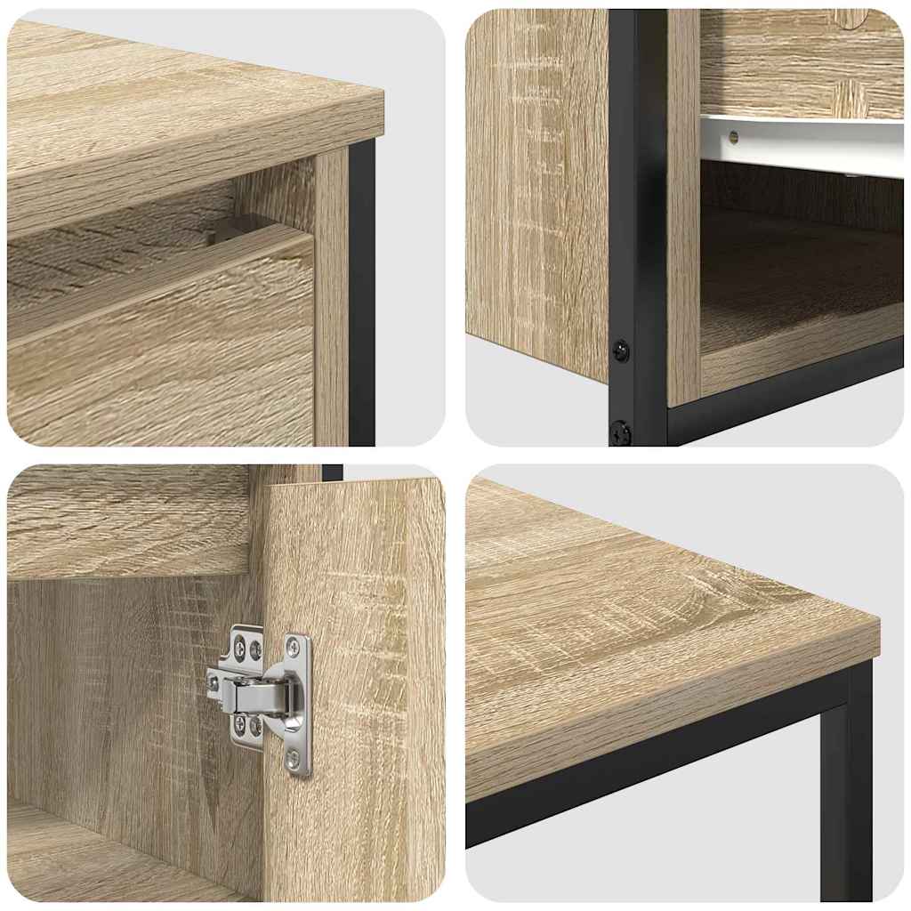 vidaXL Badezimmermöbel-Set mit Regal 2 pcs Sonoma Eiche und Schwarz