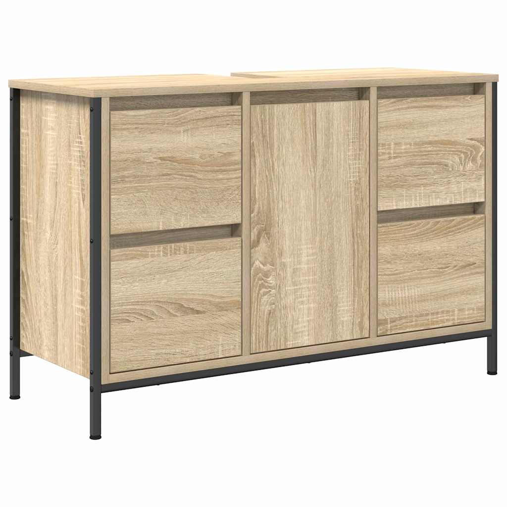 vidaXL Badezimmermöbel-Set mit Regal 2 pcs Sonoma Eiche und Schwarz