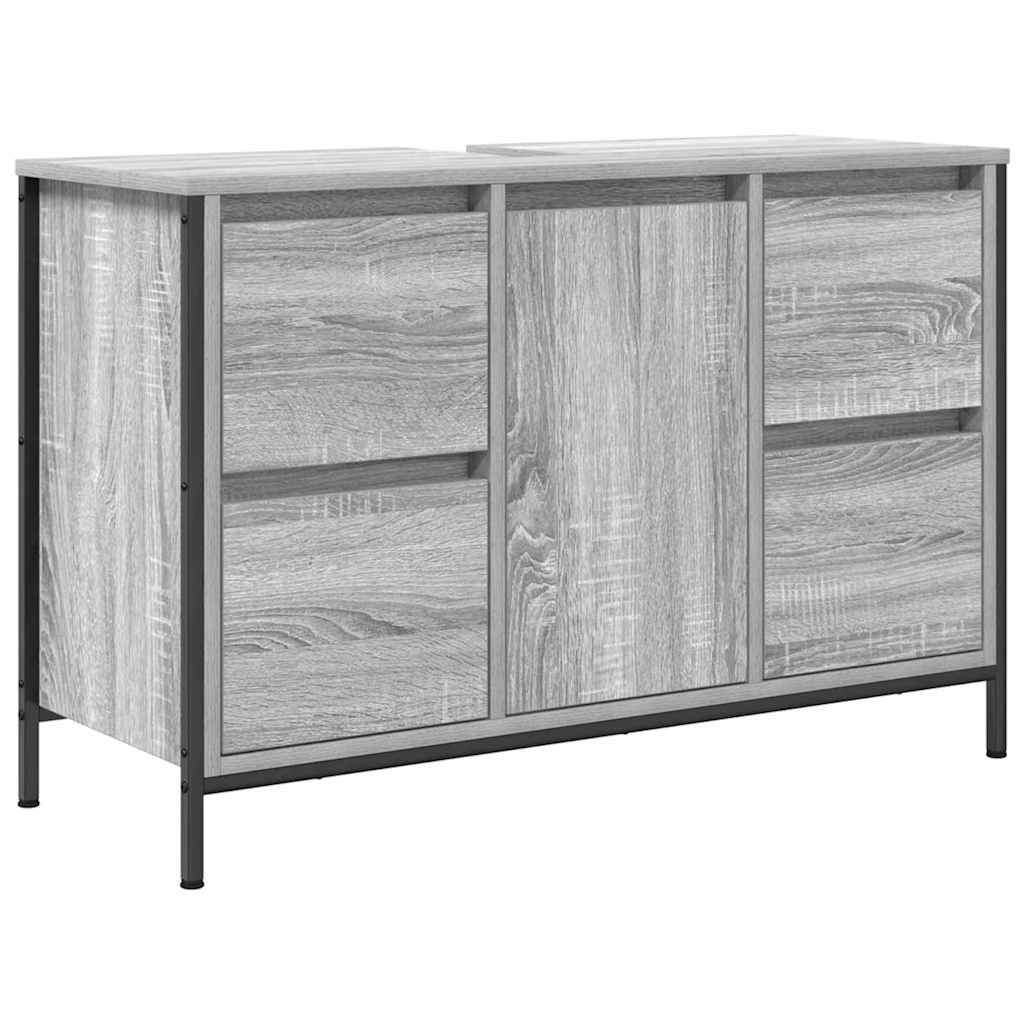 vidaXL Badezimmermöbel Set mit Regal 2 pcs Grau Sonoma und Schwarz