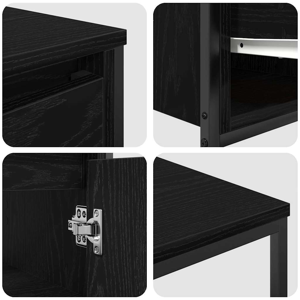 vidaXL Badezimmermöbel-Set 3 pcs Schwarz Eichen-Optik Holzwerkstoff
