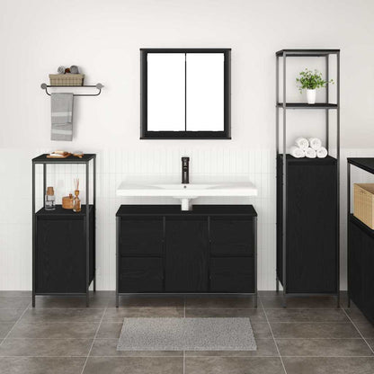 vidaXL Badezimmermöbel-Set 3 pcs Schwarz Eichen-Optik Holzwerkstoff