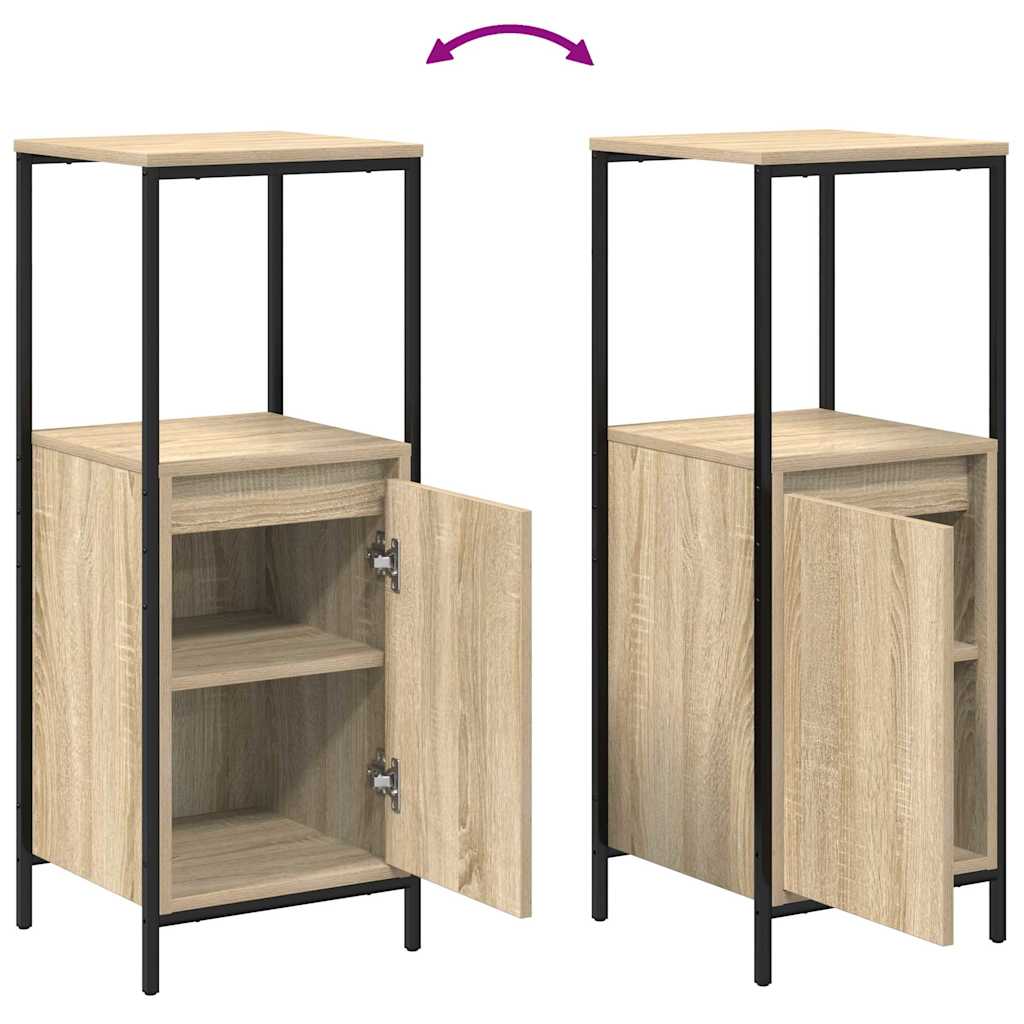 vidaXL Badezimmermöbel Set mit Regal 3 pcs Sonoma-Eiche und Schwarz