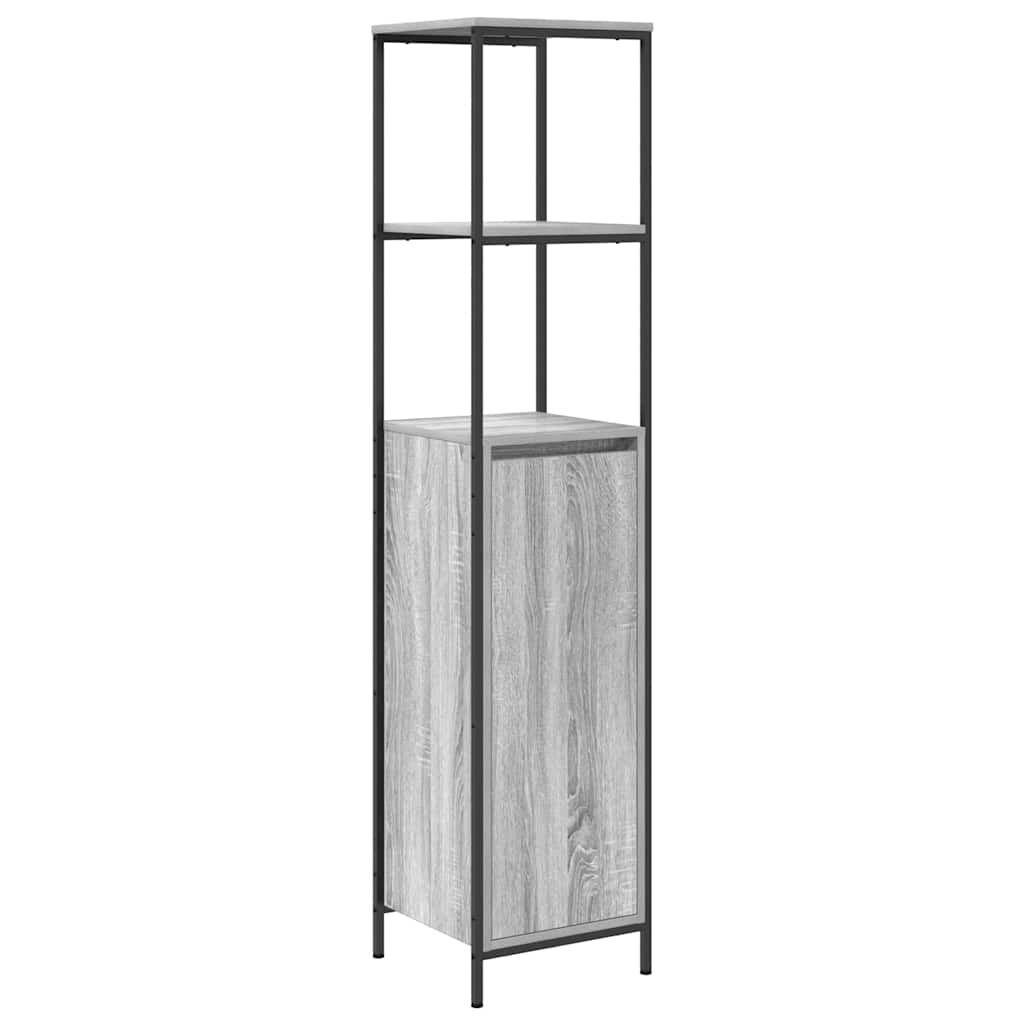 vidaXL Badezimmermöbel Set mit Regal 3 pcs Grau Sonoma und Schwarz