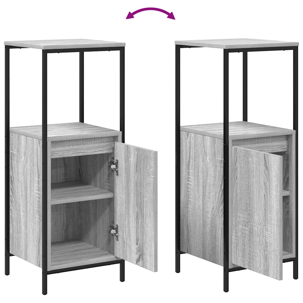 vidaXL Badezimmermöbel Set mit Regal 3 pcs Grau Sonoma und Schwarz