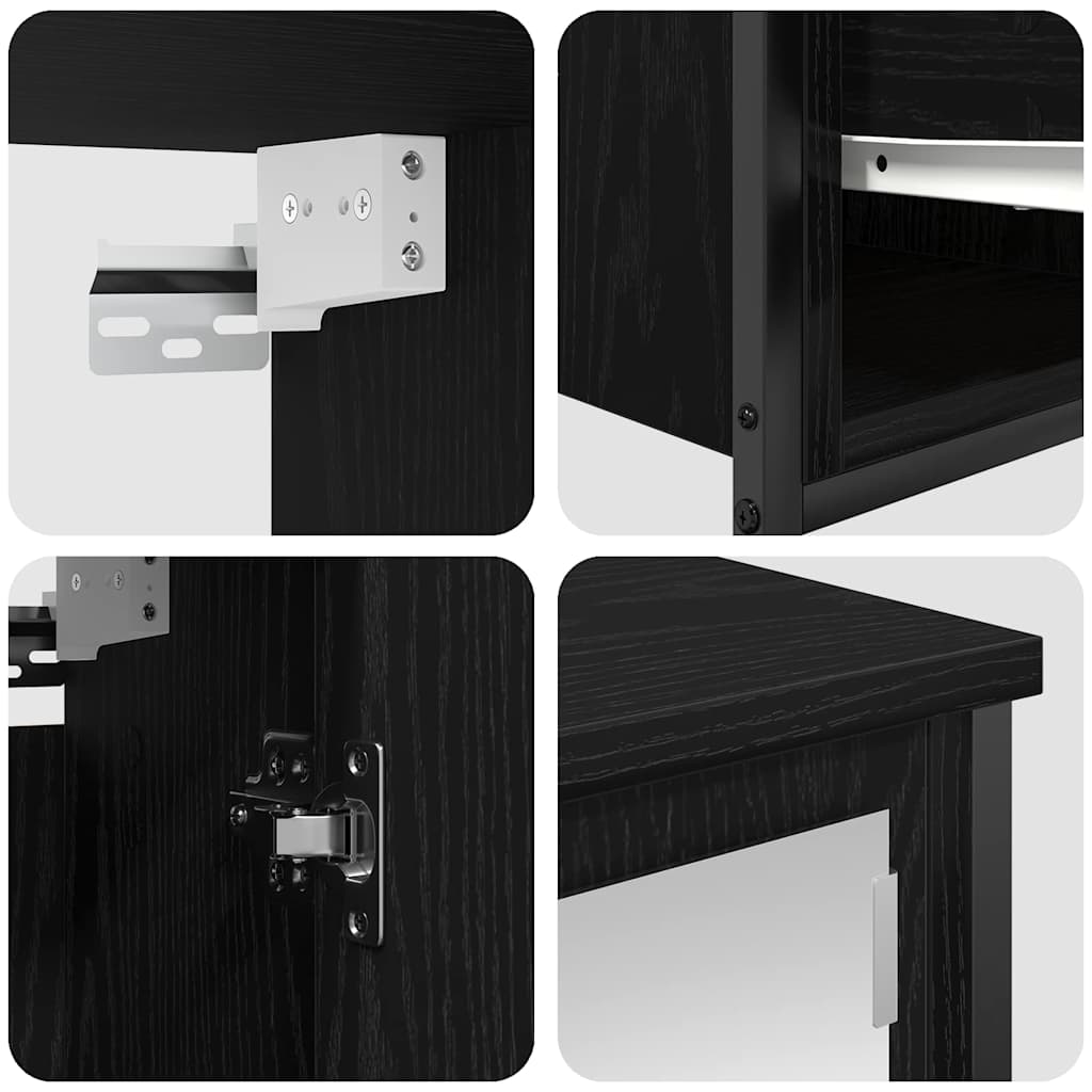 vidaXL Badezimmermöbel-Set 5 pcs Schwarz Eichen-Optik Holzwerkstoff