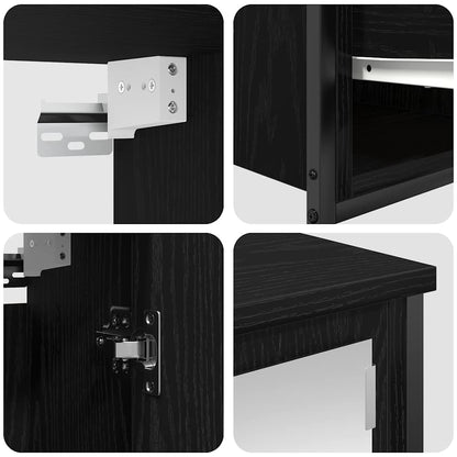 vidaXL Badezimmermöbel-Set 5 pcs Schwarz Eichen-Optik Holzwerkstoff