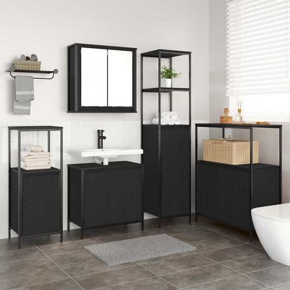 vidaXL Badezimmermöbel-Set 5 pcs Schwarz Eichen-Optik Holzwerkstoff