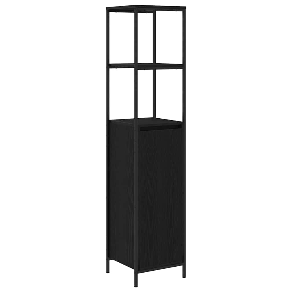vidaXL Badezimmermöbel-Set 5 pcs Schwarz Eichen-Optik Holzwerkstoff