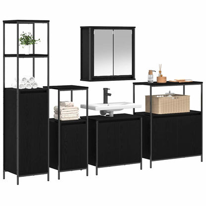 vidaXL Badezimmermöbel-Set 5 pcs Schwarz Eichen-Optik Holzwerkstoff