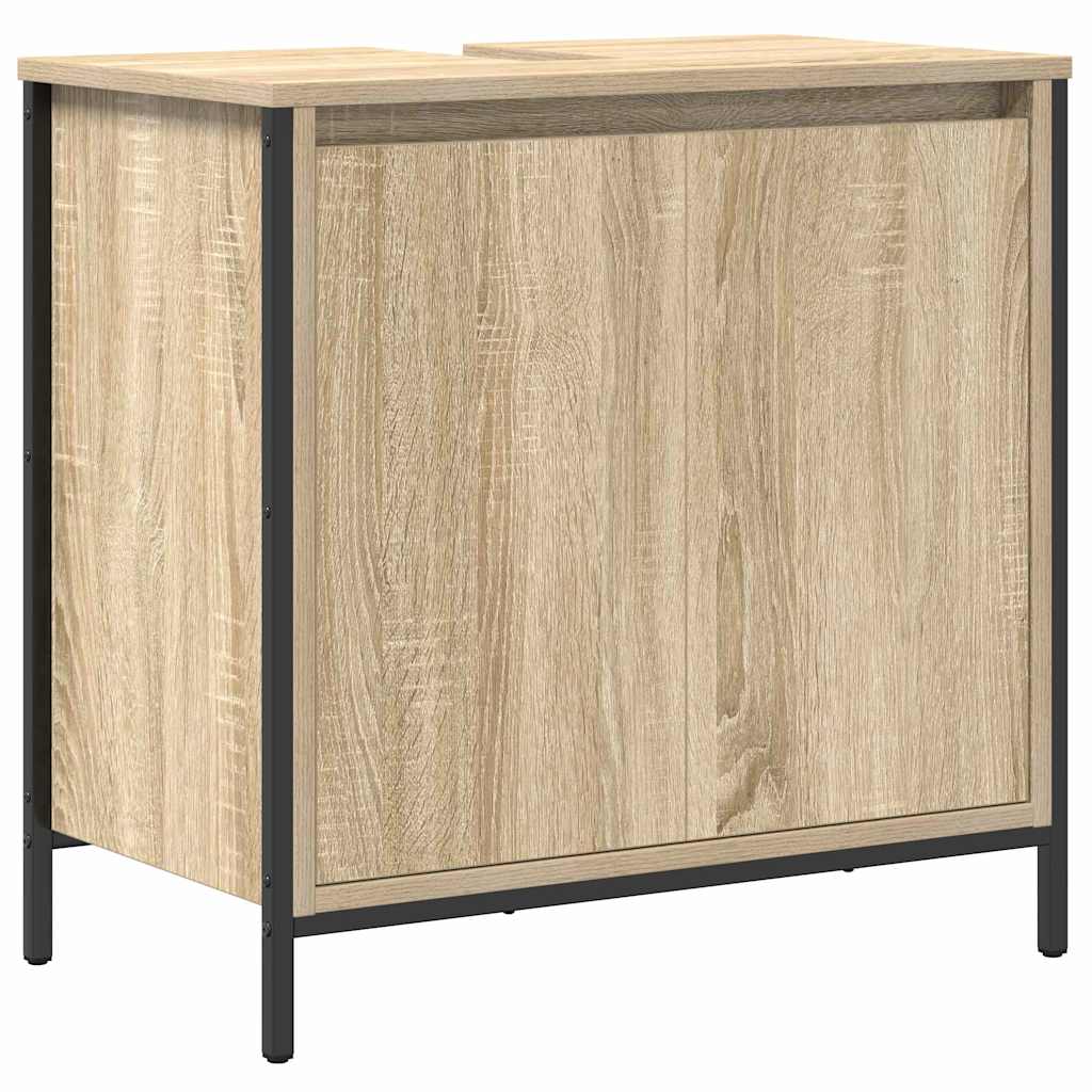 vidaXL Badezimmermöbel-Set mit Regal 3 pcs Sonoma Eiche und Schwarz