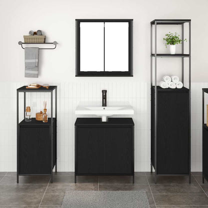 vidaXL Badezimmermöbel-Set 3 pcs Schwarz Eichen-Optik Holzwerkstoff