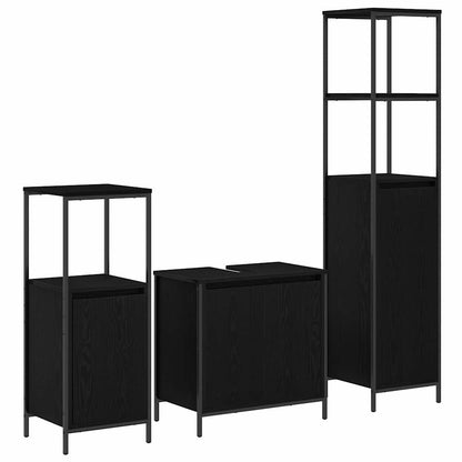 vidaXL Badezimmermöbel-Set 3 pcs Schwarz Eichen-Optik Holzwerkstoff