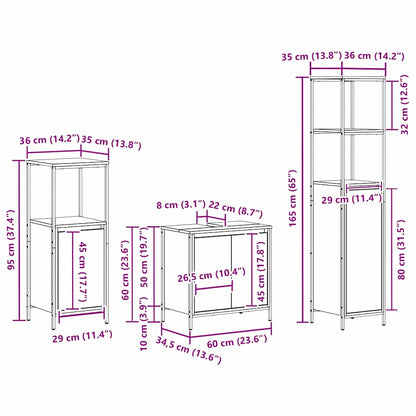 vidaXL Badezimmermöbel-Set 3 pcs Schwarz Eichen-Optik Holzwerkstoff