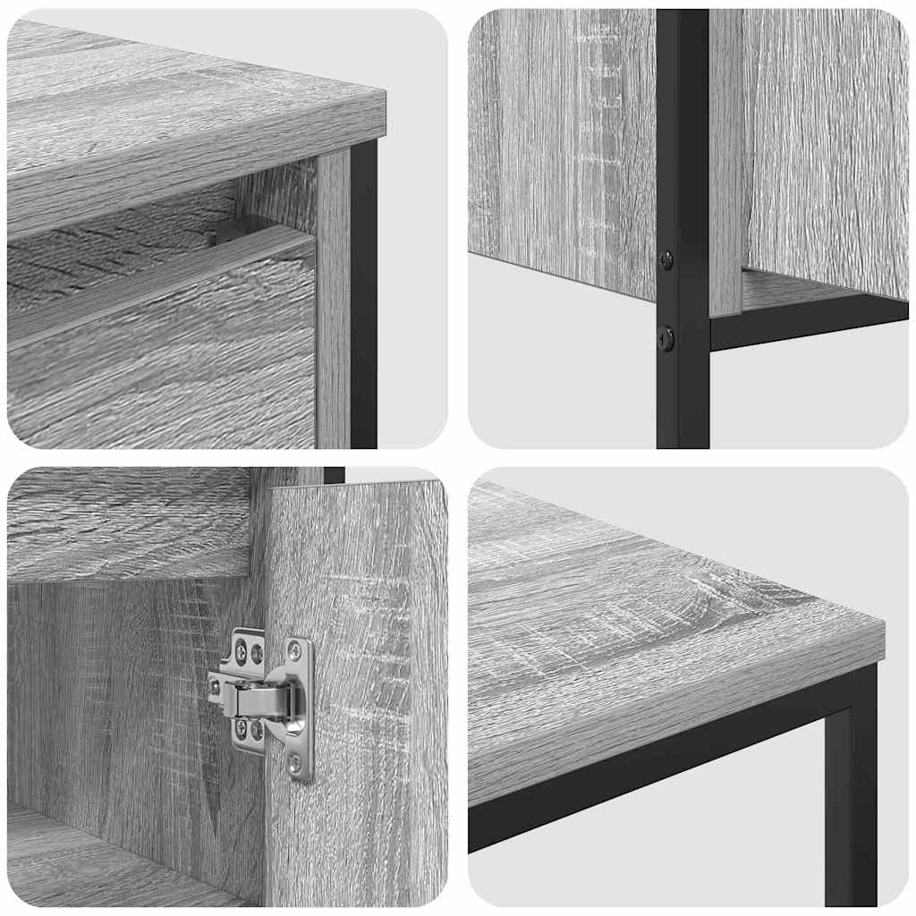 vidaXL Badezimmermöbel-Set 3 pcs Grau Sonoma und Schwarz Holzwerkstoff
