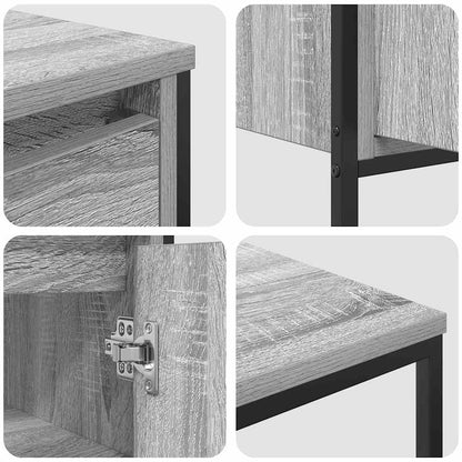 vidaXL Badezimmermöbel-Set 3 pcs Grau Sonoma und Schwarz Holzwerkstoff