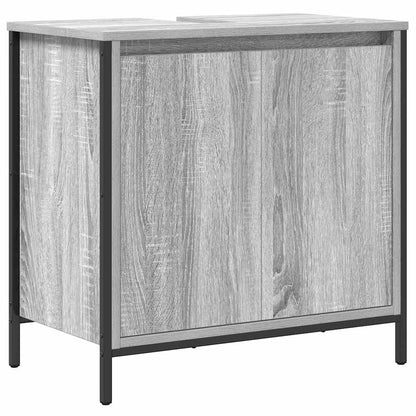 vidaXL Badezimmermöbel-Set 3 pcs Grau Sonoma und Schwarz Holzwerkstoff