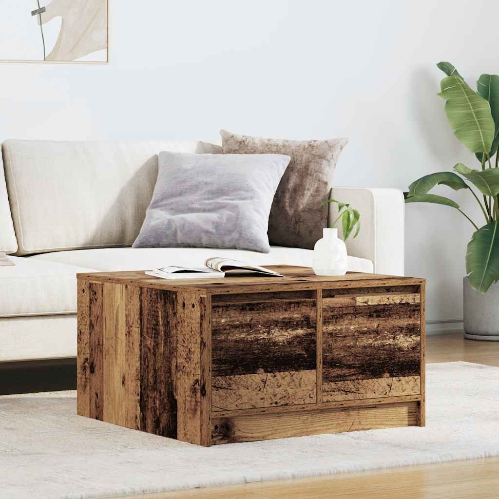 vidaXL Couchtisch mit Schubladen Altholz-Optik 70,5x70x40 cm