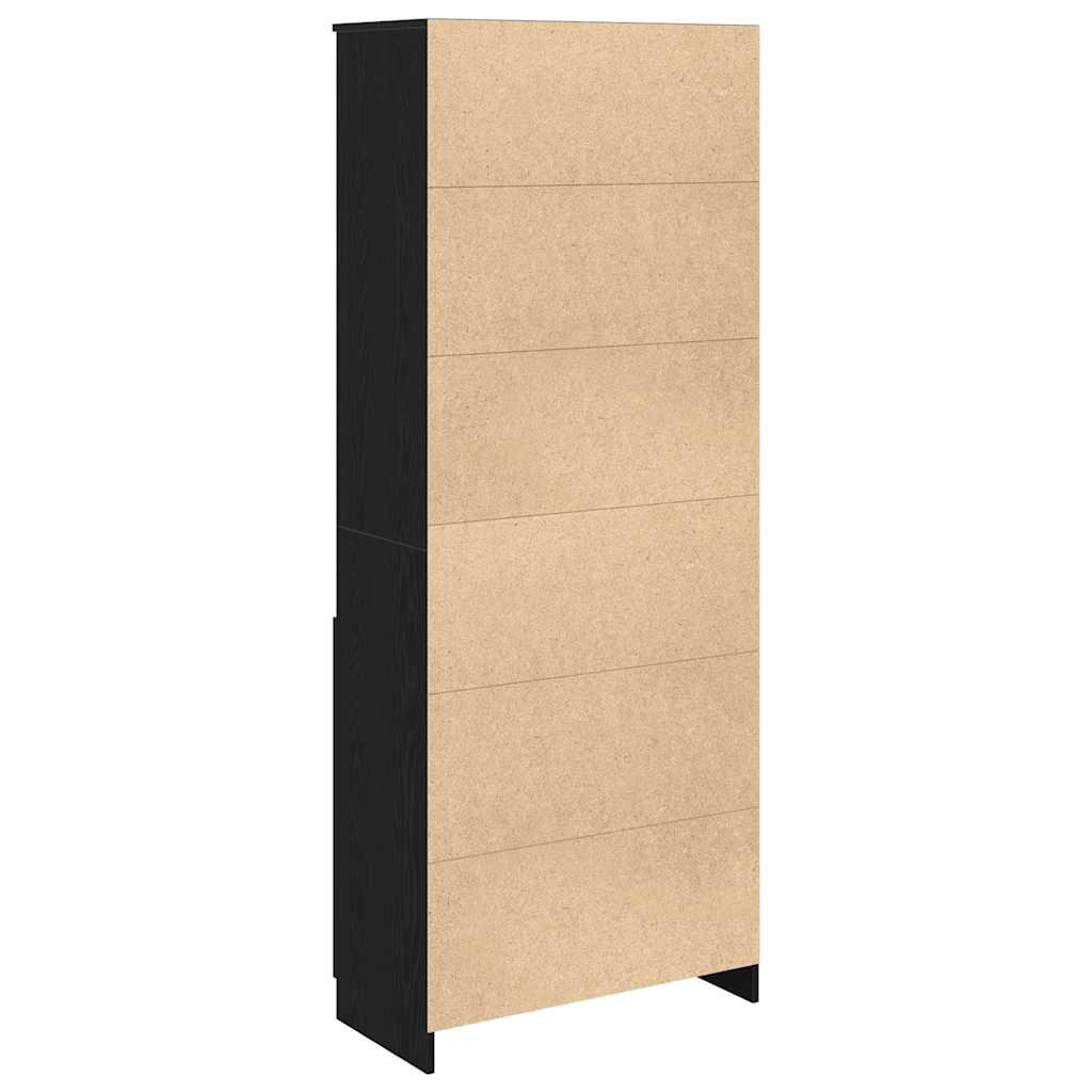 Highboard Schwarz Eichen-Optik 70x35x180 cm Holzwerkstoff