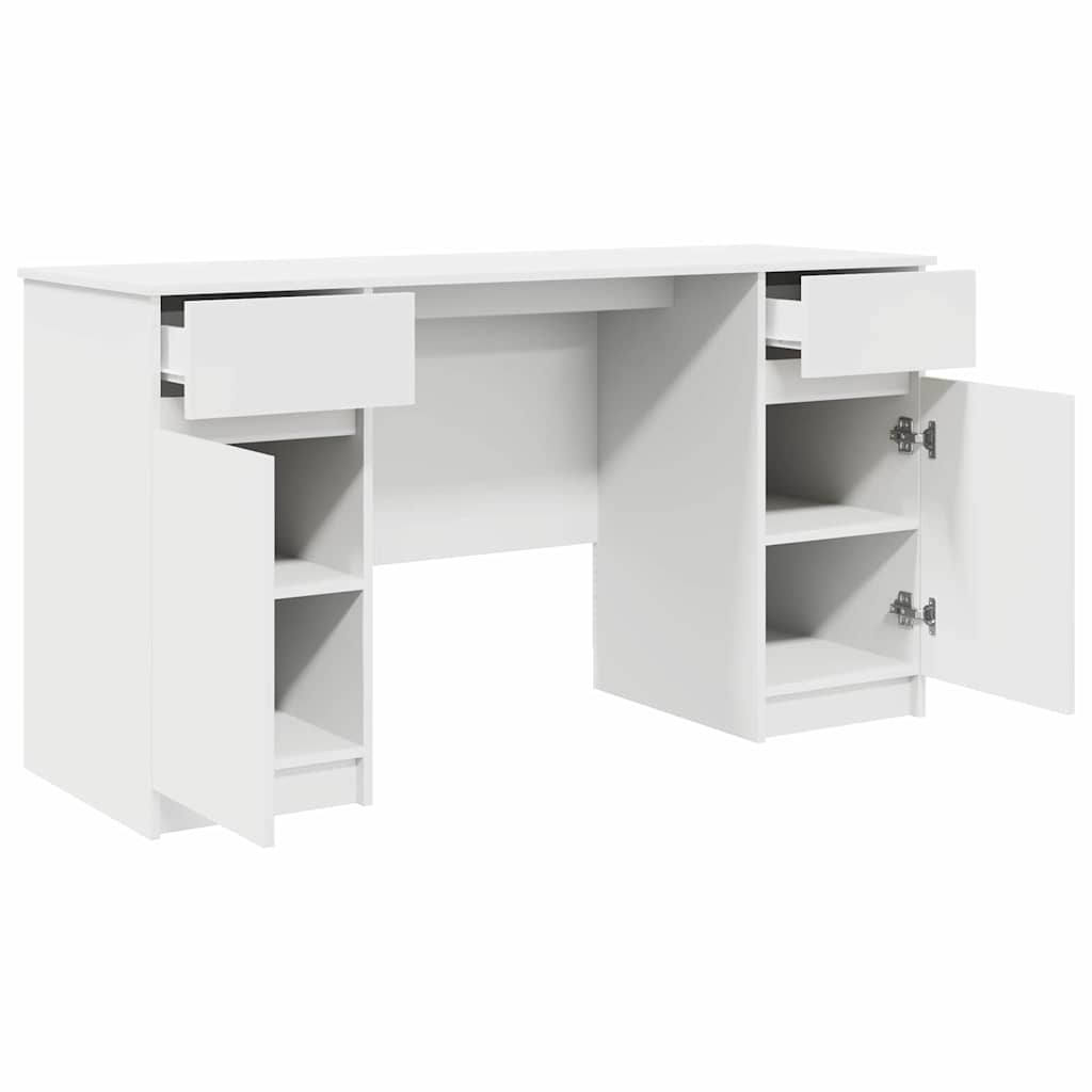 vidaXL Schreibtisch mit Schubladen Weiß 140 x 49 x 76 cm Holzwerkstoff