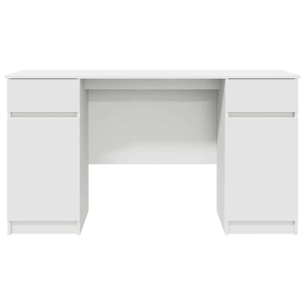 vidaXL Schreibtisch mit Schubladen Weiß 140 x 49 x 76 cm Holzwerkstoff