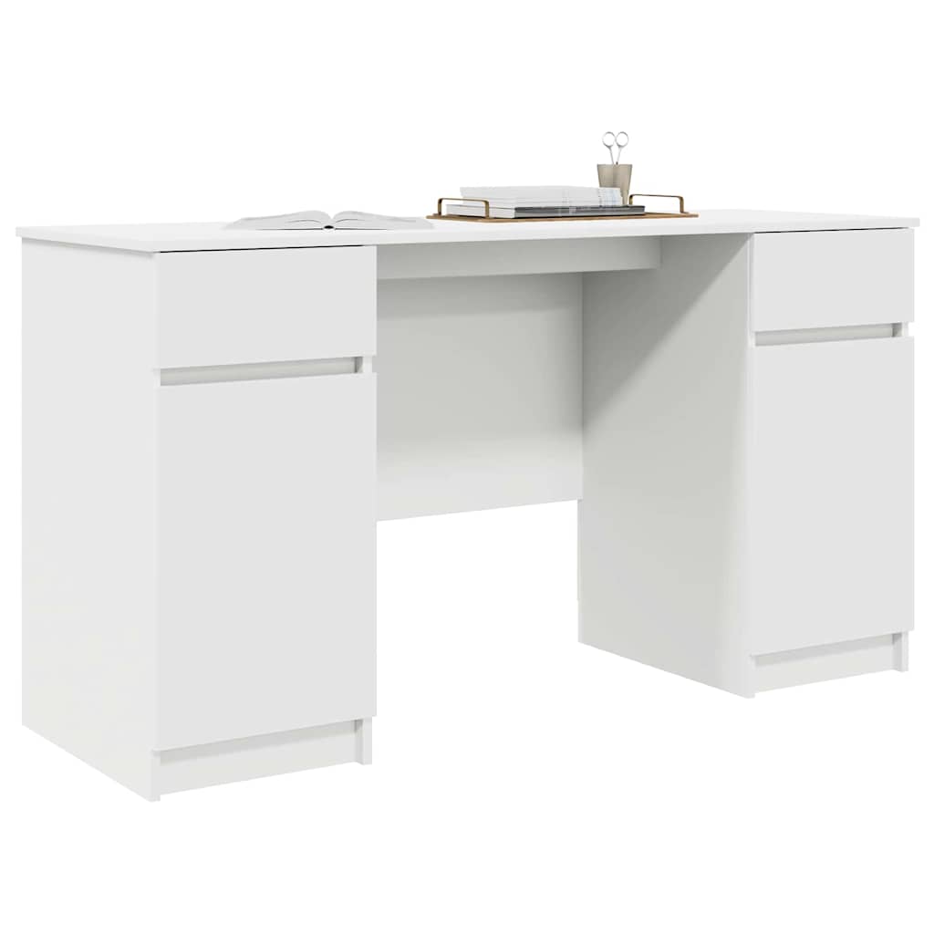 vidaXL Schreibtisch mit Schubladen Weiß 140 x 49 x 76 cm Holzwerkstoff