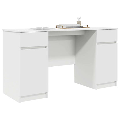 vidaXL Schreibtisch mit Schubladen Weiß 140 x 49 x 76 cm Holzwerkstoff
