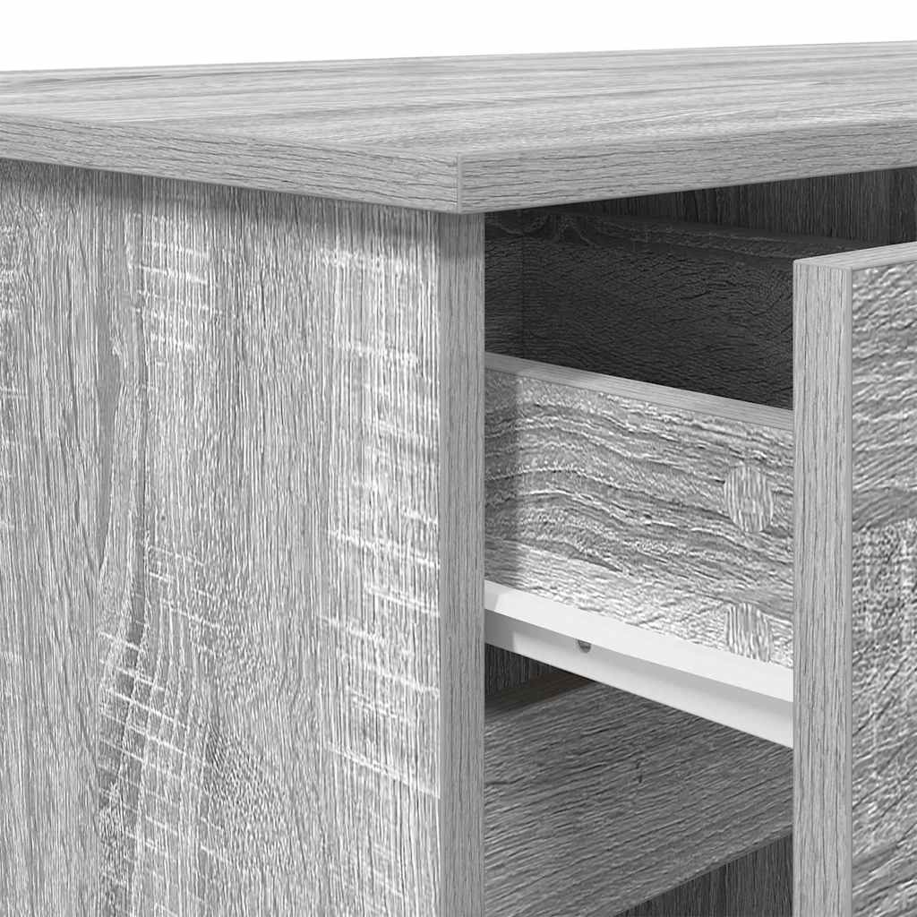 vidaXL Schreibtisch mit Tür Grau Sonoma 140 x 49 x 76 cm Holzwerkstoff